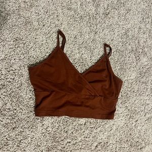 Brown crop top v tank
